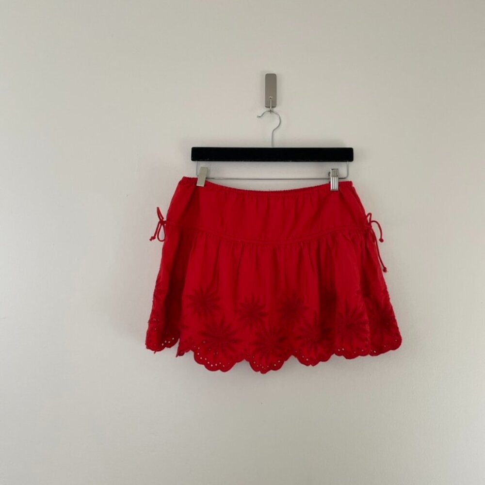 Free People Wildest Dreams Mini Skirt in Fiery Red Size Large